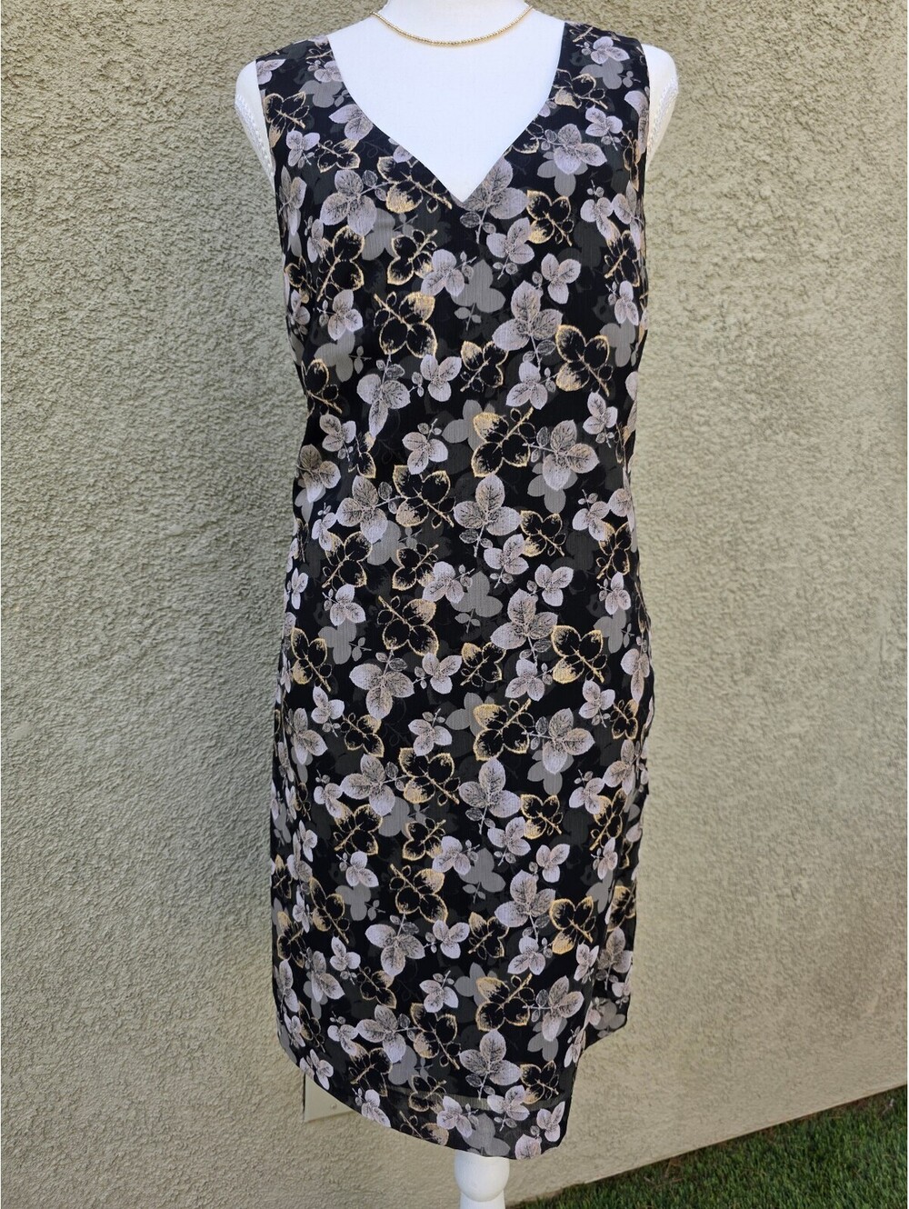 Banana Republic Sleeveless Floral Sheath Dress Black Size 8